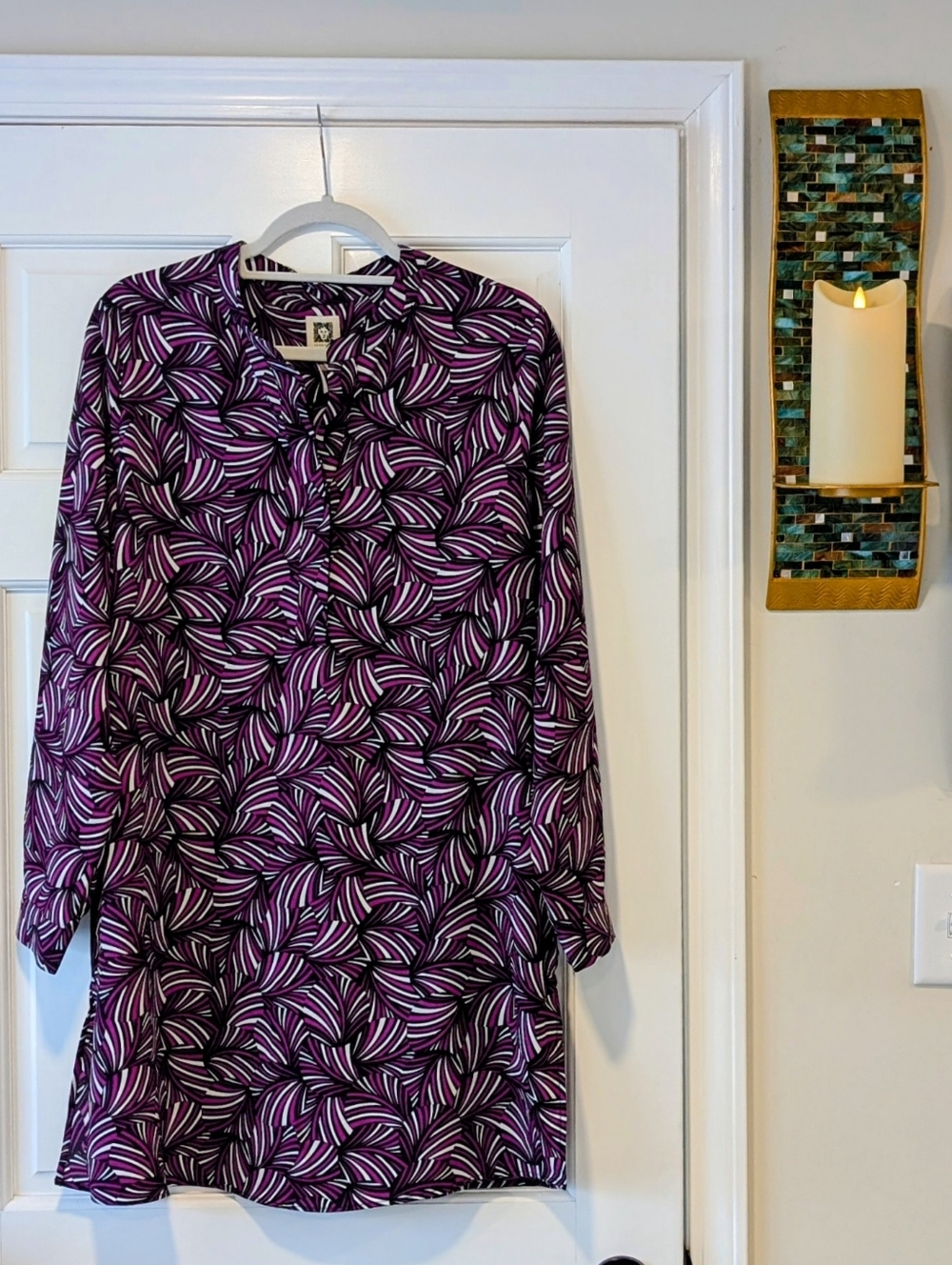 Anne Klein Pink & Black Abstract Print Dress - Size Large
